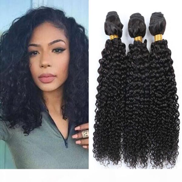 

indian brazilian peruvian malaysian 9a virgin human hair wefts kinky curly hair natural color 3 bundles fast shipping, Black;brown