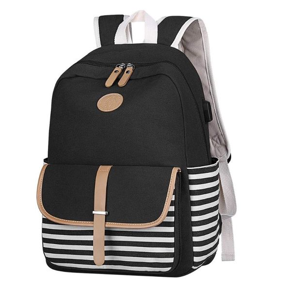 

рюкзак женщины navy striped canvas backpack плеча большой емкости повседневный gril студенты ранцы женщины путешествия практическая сумка