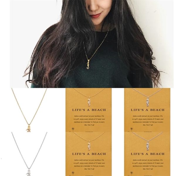

with choker necklaces fashionx7ybhippocampus card gold silver high pendant necklace for fashion women jewelry life's a b