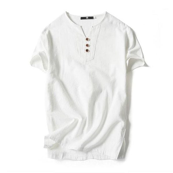 

plus size 4xl 5xl cotton linen tshirt men summer harajuku short sleeve loose casual vintage white t shirts streetwear1, White;black