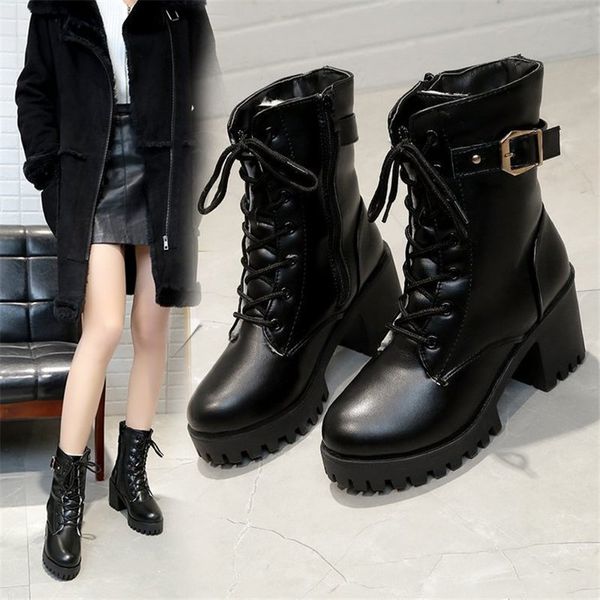 

2021 new autumn women's mid calf's boots rent up to toe of the round foot wxsl, Black