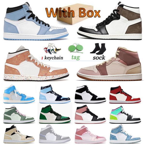 

1 1s jumpman sneakers high og jorden basketball shoes mens womens twist university blue off mid sports white brushstroke trainers dark pony