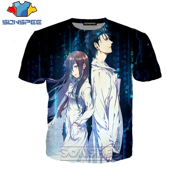 

steins gate anime 3d print shirts oversized harajuku anime men clothing