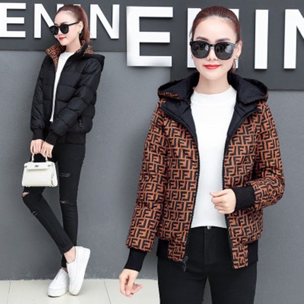 

mens desinger jackets varsity jacket womans jacket ff jacket wear on both sides ff coat cotton hooded bread loose womans winter coats, Black