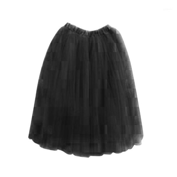 

fashion 5 layers maxi long tutu tulle skirts womens mesh yarn skirt vintage american style long princess lolita petticoat1, Black