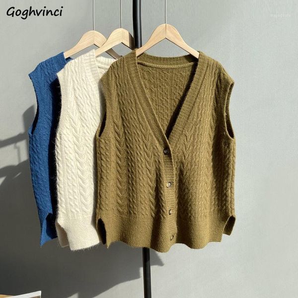 

knitted sweater vest women japanese-style loose leisure solid simple all-match sweet girls elegant v-neck sleeveless vintage new1, Black;white