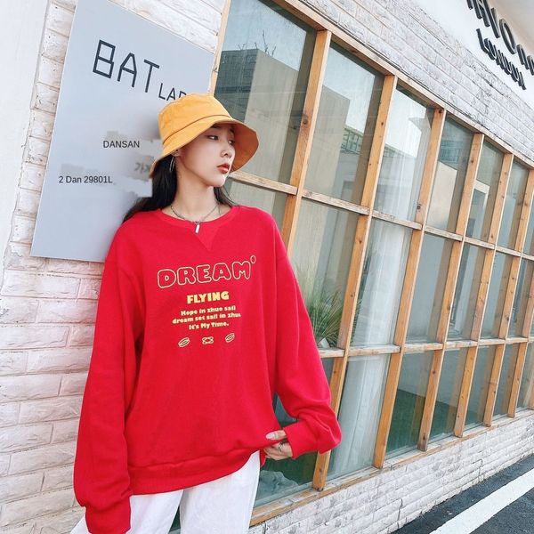 

autumn 2020 new fashion coat autumn dress women's middle long letter printed women's long sleeve loose coat sweater cotton sweater, Black