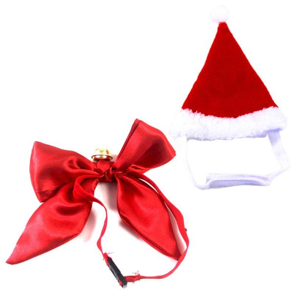 

pet christmas cap bell collar set decorative party outfits adorable hat necktie for pet dog cat