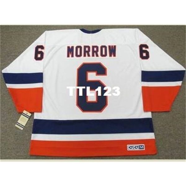 

421 #6 ken morrow new york islanders 1982 ccm vintage home hockey jersey or custom any name or number retro jersey, Black