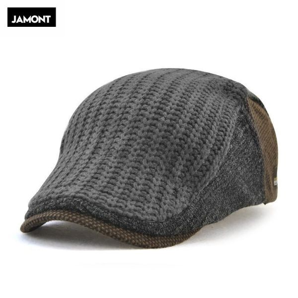 

berets jamont man england design cap autumn winter trend knitting wool hats keep warm boina beret bone casquette, Blue;gray