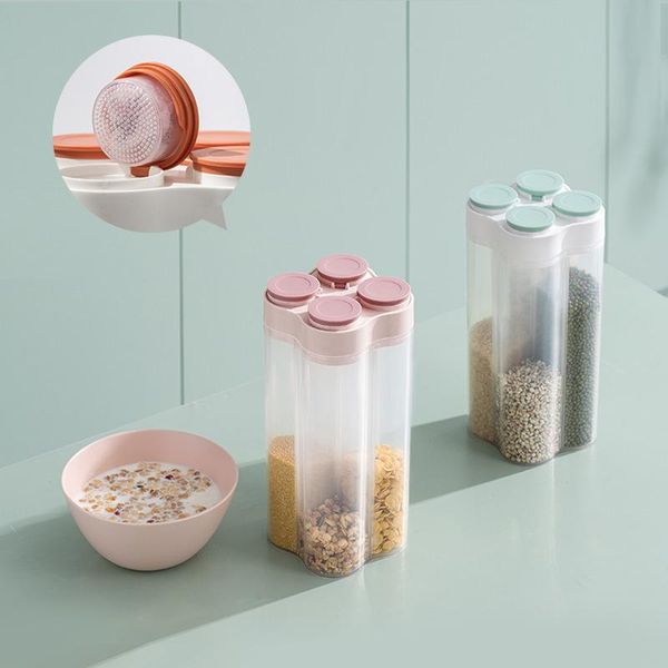 

storage bottles & jars kitchen box transparent compartments sealed boxes moisture-proof grain organizer