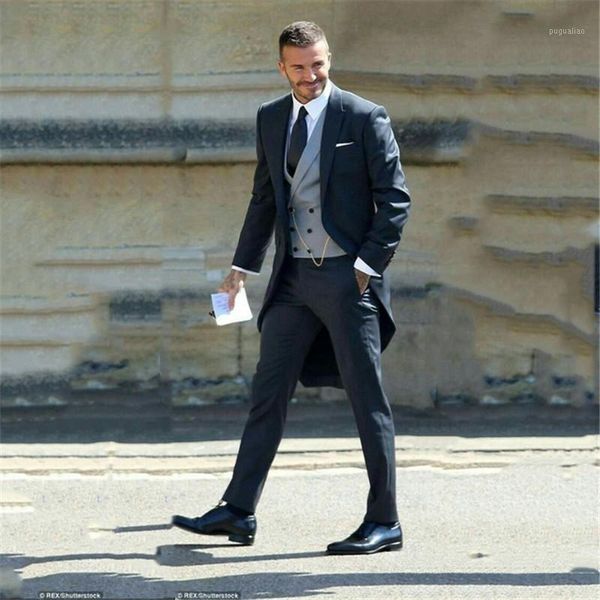 

2019 new 3 piece long jacket wedding suits for men black tailcoat slim fit blazer suit masculino large dress for men custom1, White;black
