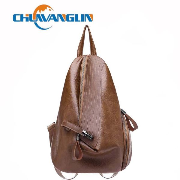 

chuwanglin casual women's backpack triangular lock mini backpack mochila feminina fashion women leather school bag s691