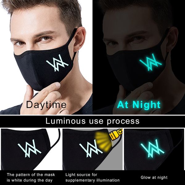 

dust reusable black newluminous masks fashion mascarilla tela pm2.5 filter mouth cotton washable fabric face mask
