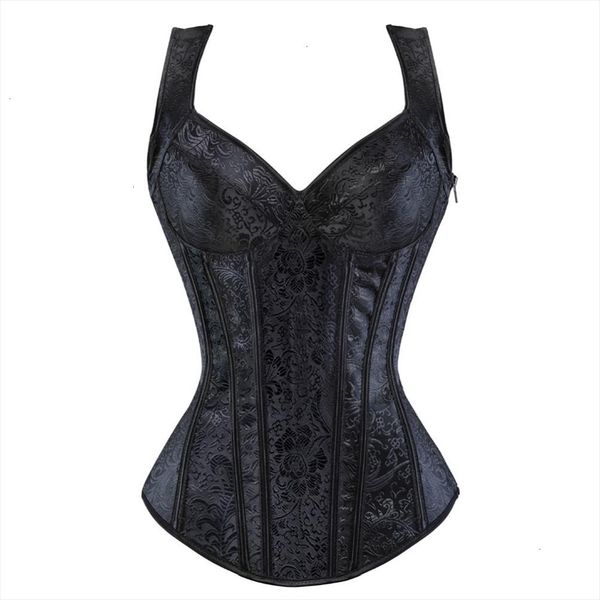 

steampunk womens corset vest gothic overbust corset pu leather lace up zipper side corsets and bustiers, Black;white