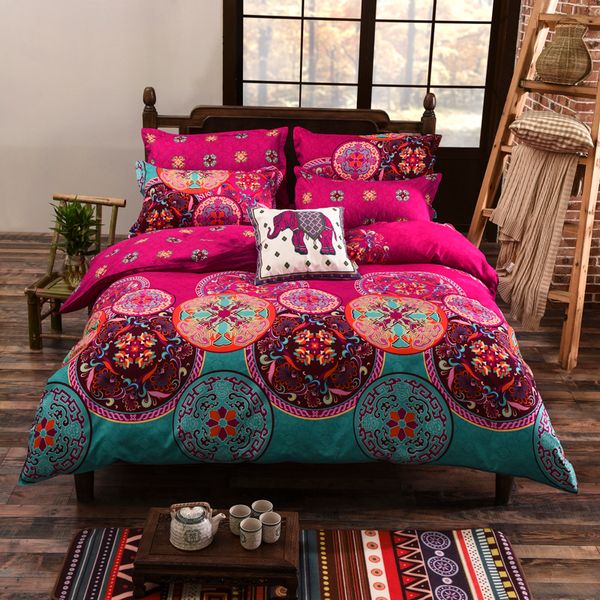 Stile bohemien Stampa floreale Twin / Queen / King Boho Mandala Bedding Set 3 / Set copripiumino Biancheria da letto Lenzuolo Dropshipping LJ201015