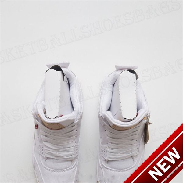 

original box sell j4 pure white canvas with cool original esign super white match casual comfortable basketball shoelace