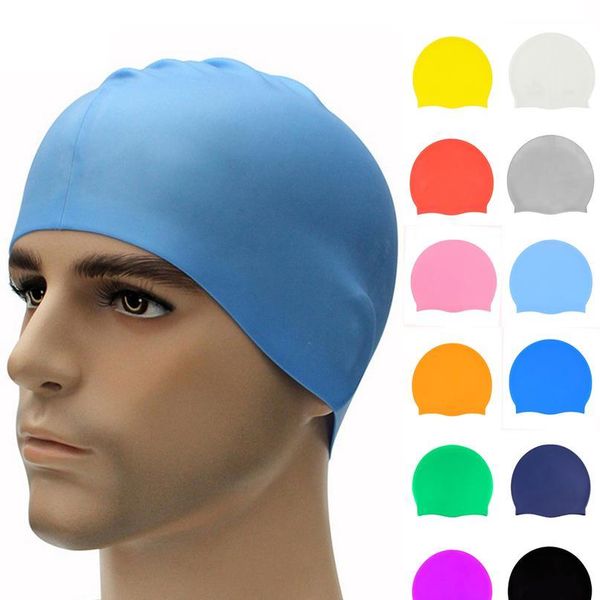 

waterproof sile swimming cap swim pool protect ears hair bathing caps hat for adults children men women boys girls jllgeg