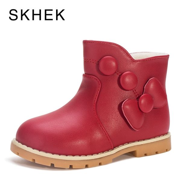 

skhek spring autumn fashion warm children boots big butterfly knot leather shoes girls ankle boots kids princess shoes y201028, Black;grey
