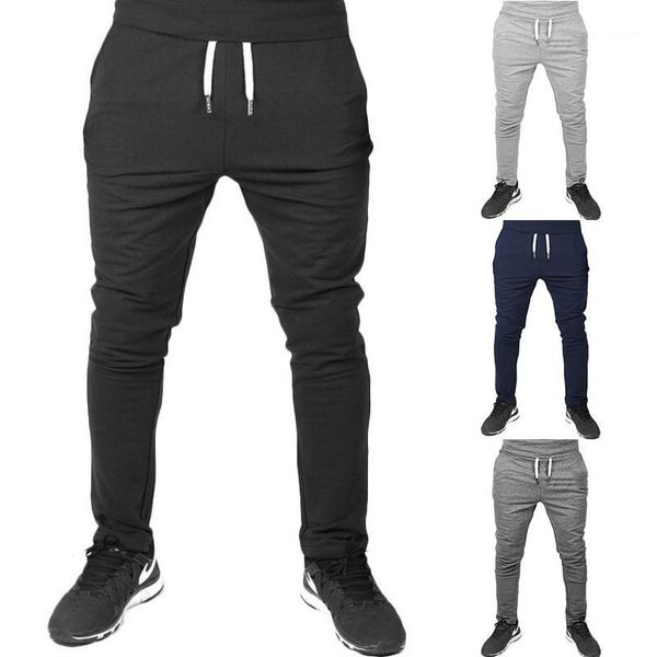 

2020 spring and autumn new style men fitness solid color trousers casual athletic pants1, Black