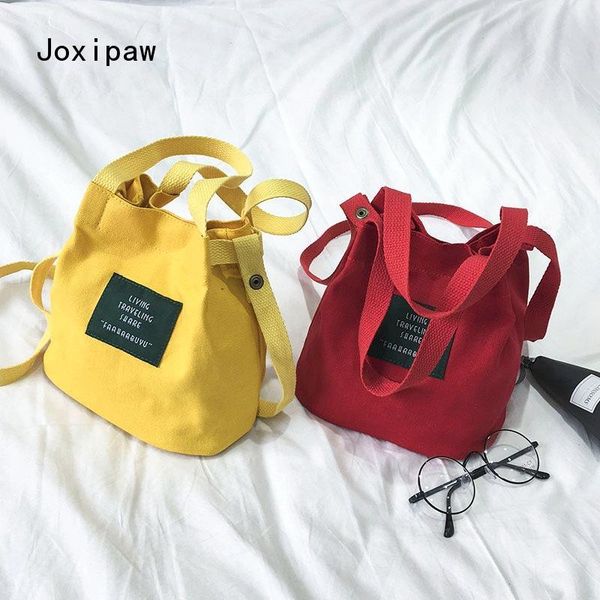 

new women's bag bucket canvas bag trendy one-shoulder messenger portable small