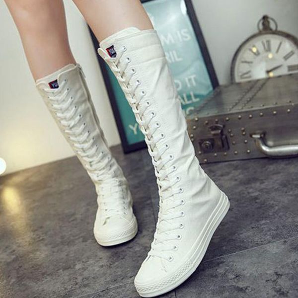 

совершенно новый большой размер 43 холст шнурки на молнии квартиру с шикарной серединой теленок ботинок мода зимние сапоги обувь женщин, Black