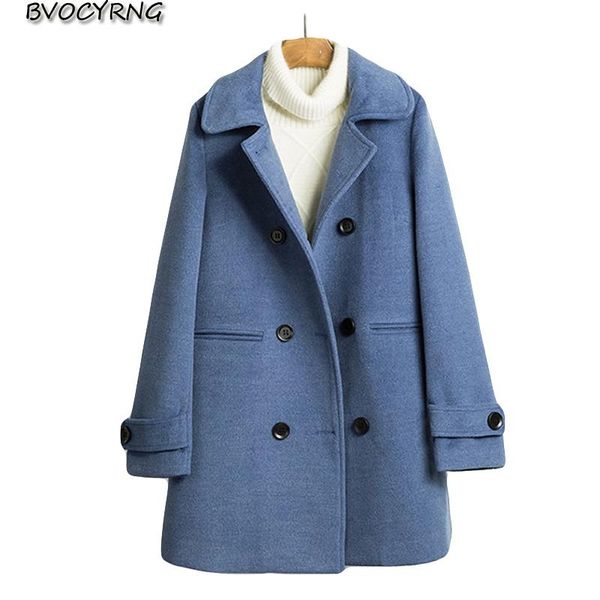 

women's wool & blends coat female short korean loose woolen jacket women autumn and winter windbreaker lapel student parka k0628, Black