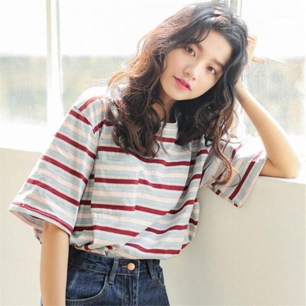 

women's t-shirt sweet rainbow stripe women summer minimalist short sleeve clothes fashion tee shirt clothes1, White
