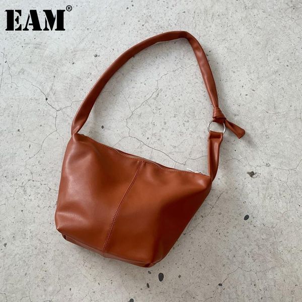 

[eam] women new knot strap quality hobos pu leather personality all-match crossbody shoulder bag fashion tide 2021 18a1462