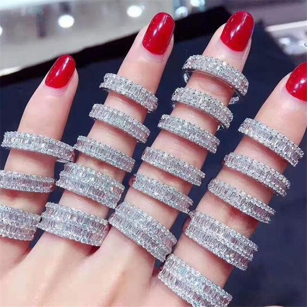 Choucong Einzigartiger, brandneuer Luxus-Schmuck, 925er-Sterlingsilber, Prinzessinnenschliff, weißer Topas, CZ-Diamant, Edelsteine, Ewigkeits-Damen-Ehering