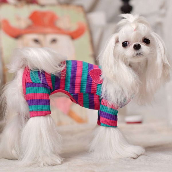 

striped pet cloth four legged bottom coat small dog cat teddy schnabel bear autumn drs