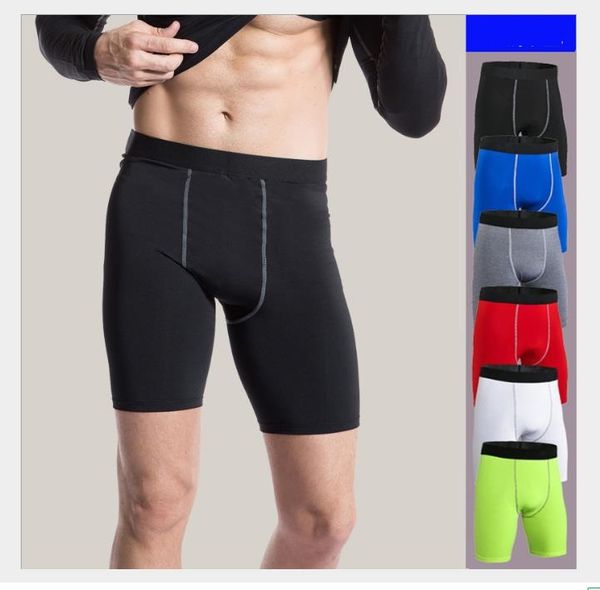 

men's tight pro shorts sports fitness running high elastic quick-drying compression shorts clothes running basketball sports climbi, Black;blue