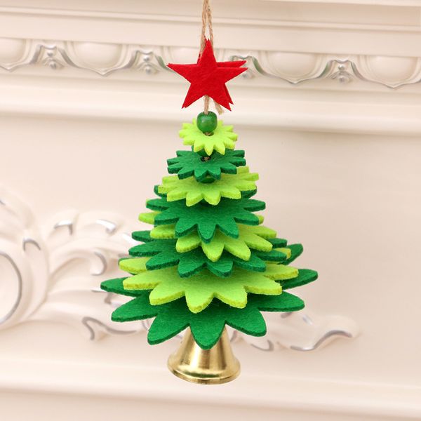 

ornaments tree new xmas rotate hanging christmas 3d snowflake pendants fabric small bell decorations for home office gift