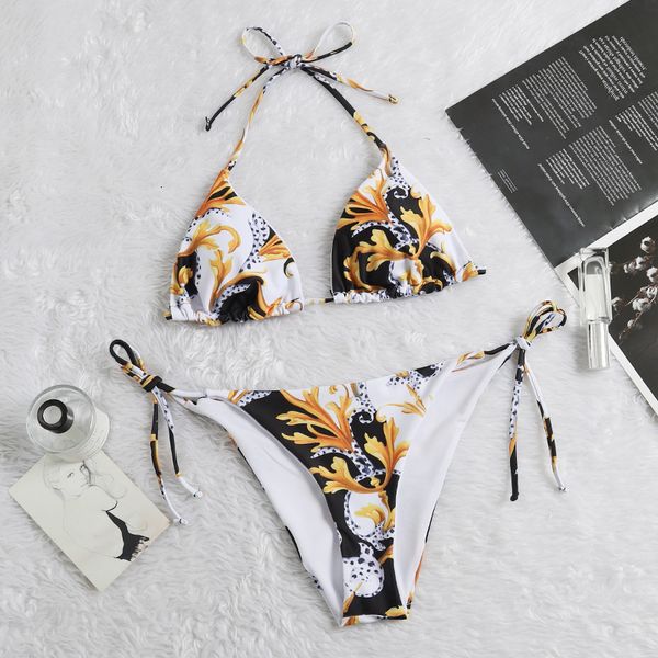 

ver new fashion bikini women's three-point print split spring resort swimsuit