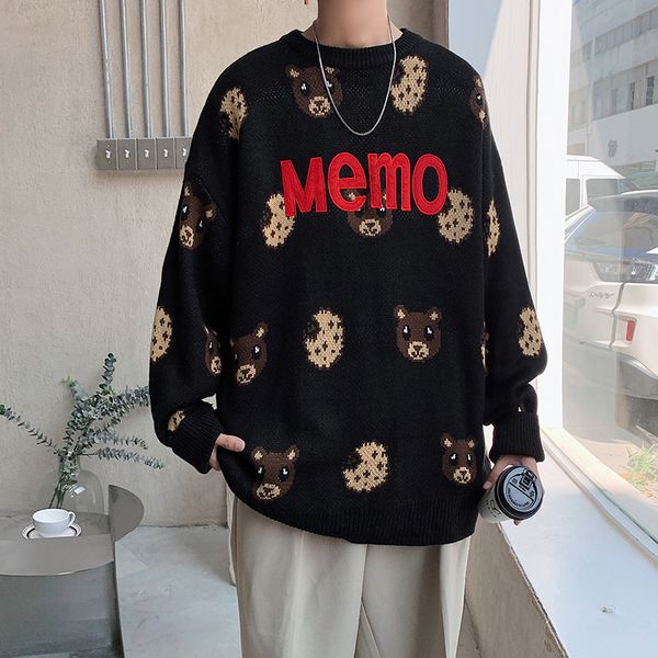 

2021 new fashion classic o-neck print christma sweater men's oversize pull -5xl long sleeves pullover for autumn spring winter i4f8, White;black