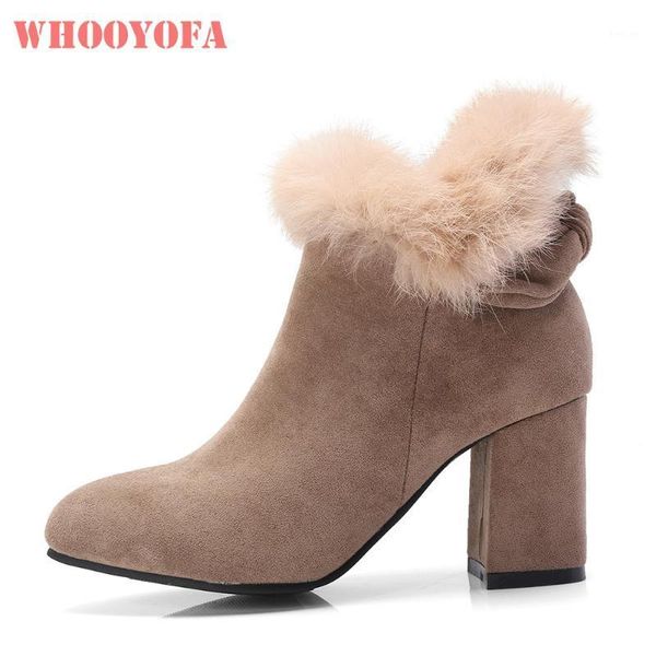 

brand new winter furry khaki gray women ankle boots fashion high heels lady dress shoes ws36 plus big size 11 43 44 481, Black