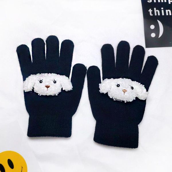 

five fingers gloves autumn winter knitting women cute girls mittens quality double warm fingerless studenst and outdoor guantes, Blue;gray