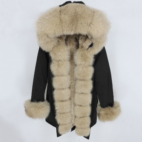 

oftbuy waterproof parka 2020 real fur coat winter jacket women natural raccoon fur collar hood real rabbit fur liner detachablex1018 x1102, Black