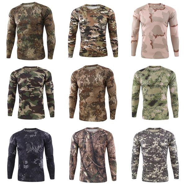 

newt-shirt bodybuilding tights mens dry quick camo long sleeve t shirts crossfit compression shirt#601, White;black