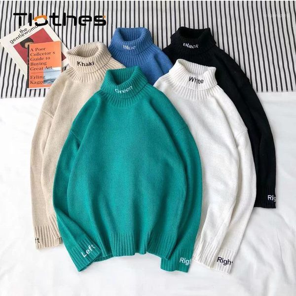 

turtle neck jumper men sweater candy color solid knitwear mens pullover sweaters korean turtleneck lazy oversize men clothing1, White;black