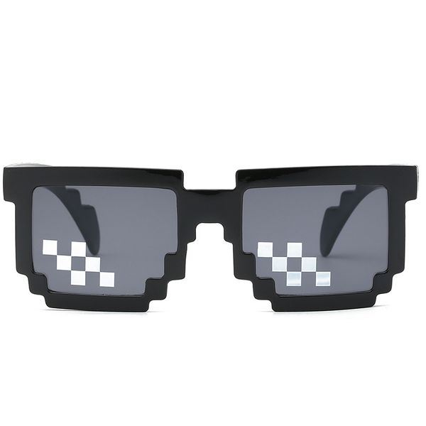

New mosaic glasses second-dimensional loading force artifact sunglasses code rectangle pixel personality sunglasses, White;black