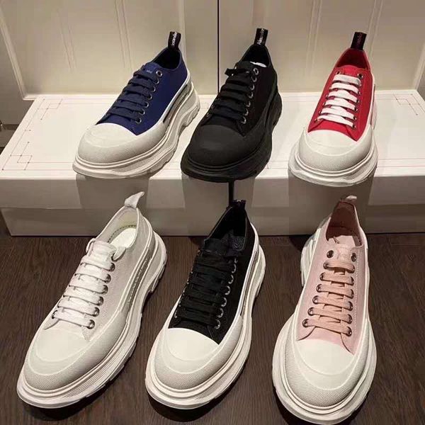 

2020 new womens wedges white sneakers lace-up platform luxury designer canvas flats zapatillas plus size 40 41, Black