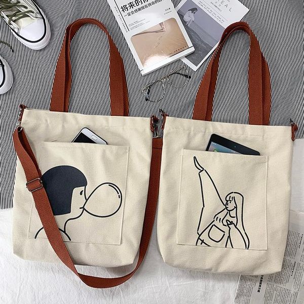 

fashion cartoon messenger bags women canvas bags shoulder 2020 new arrival female casual soft zipper canvas handbags