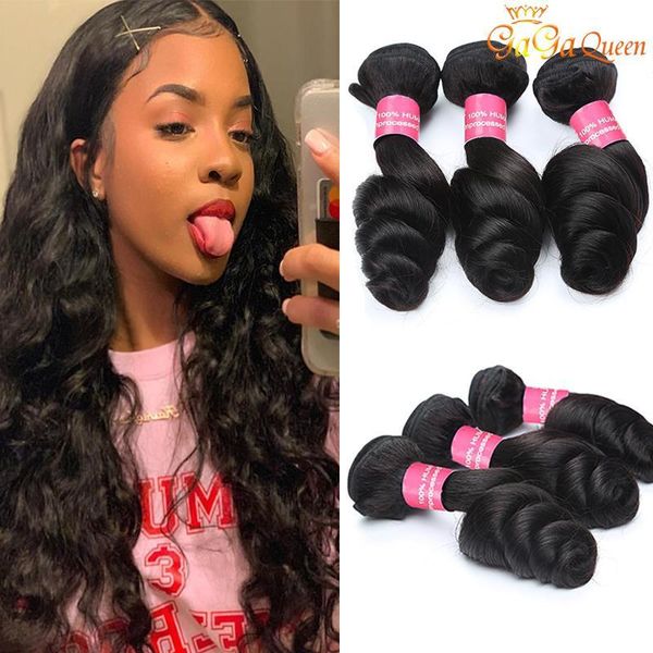 

gagaqueen 8a brazilian loose wave virgin hair 3 bundles loose wave human hair extensions peruvian malaysian indian virgin hair loose wave, Black