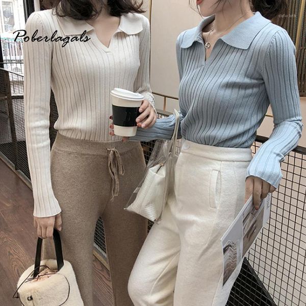 

2019 autumn winter o neck soft pullovers sweaters female korean slim-fit tight lapel pullover sweater womens slim sweater shirt1, White;black