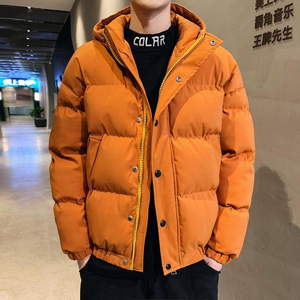 

men's down & parkas winter padded jacket 2021 casual fashion trend solid color korean thickened warm clothing, Black