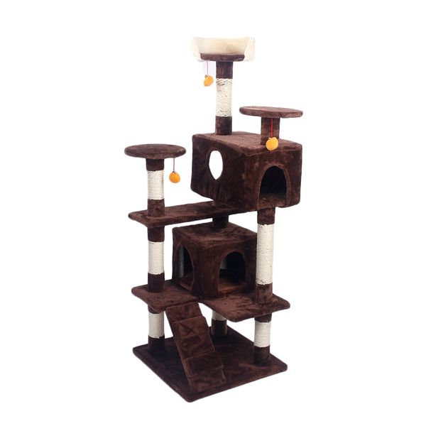 

m9c 52" sisal hemp cat tree brown concise sturdy and environmentally friendly made of sisal, plush and chipboard