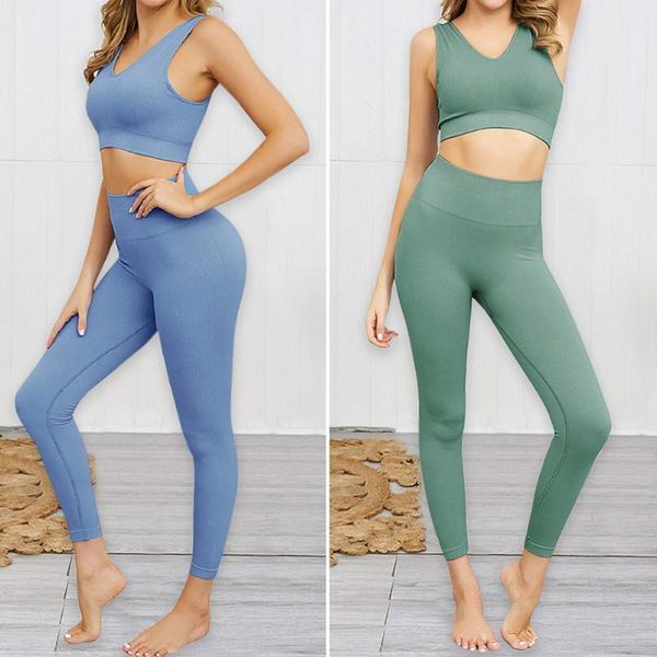 

seamless women yoga set fitness gym crop high waist leggings workout running clothes sports suits bicolor blue/green s//l kg-156, White;red
