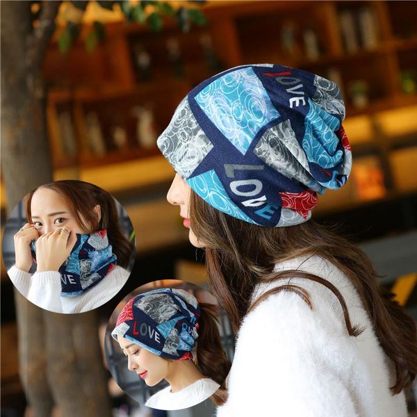 

fashion skullies beanies for women girl hip-hop caps scarves colorful printed turban head hats spring autumn winter neck warm, Blue;gray