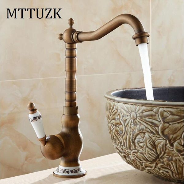 

mttuzk antique solid brass bathroom faucet single handle single hole bathroom table basin and cold mixer tap basin faucet